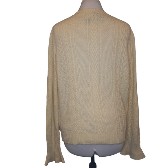 NWT J Crew Cream Crew Neck Flair Sleeve Wool Knit Sweater - Picture 2 of 7